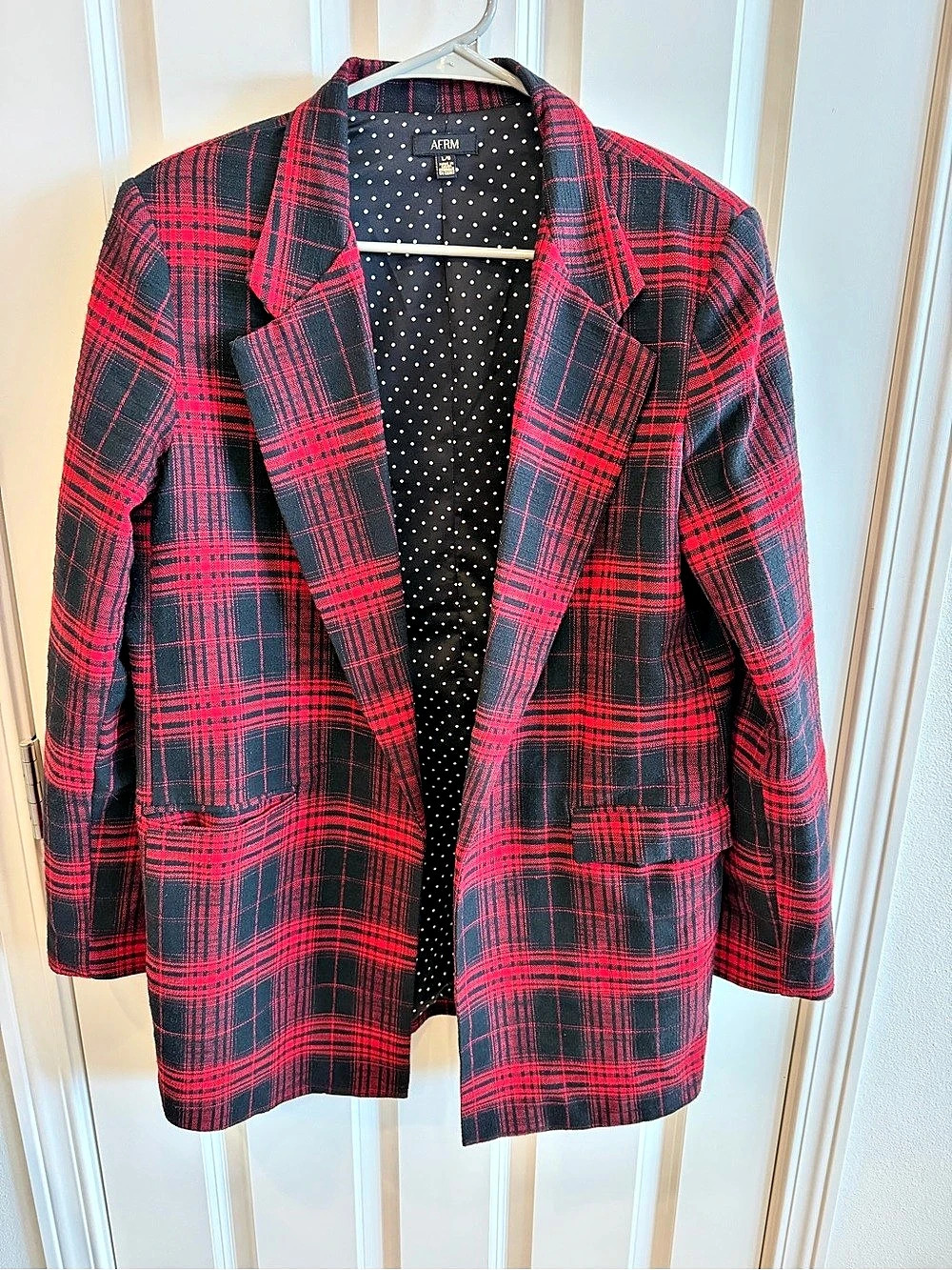 AFRM Plaid Blazer in Red & Black Size Large Like New